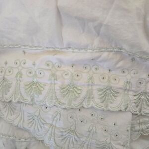 Matouk Kong Bed Sheet 100% Cotton Flat Sheet Green Embroidery